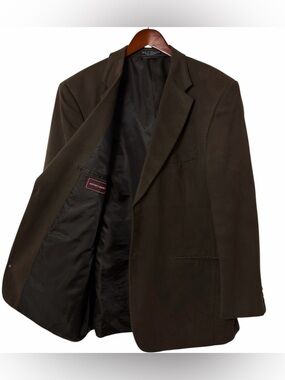Jeffrey Banks Mens 46L Long Brown Supra Suede Blazer 2-Button Sport Coat Jacket
